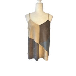 Crosby taupe/gray/blue color block spaghetti strap tank - M